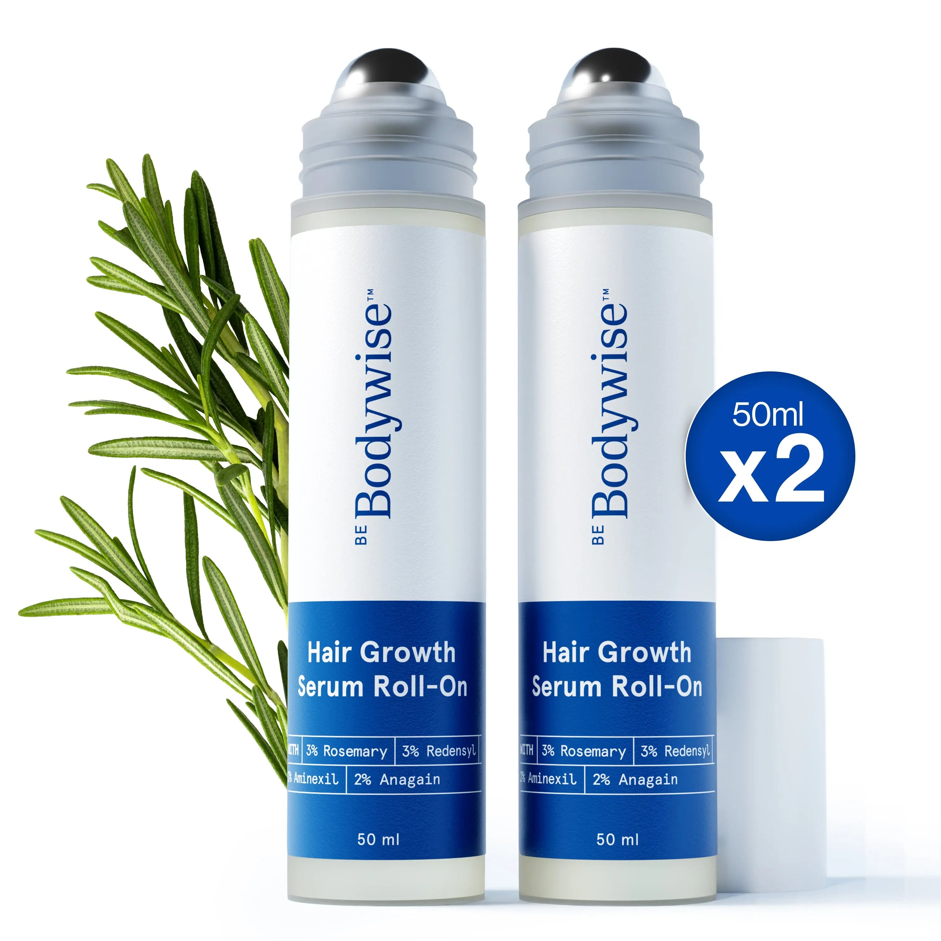 Be Bodywise Advanced Hair Density Roll-On Serum 25 Ml | 5% Saw Palmetto, 3% Rosemary, 1% Caffeine Herbasome & 3% Fenugreek | Scalp Serum for Reduced Hair Fall | Men & Women